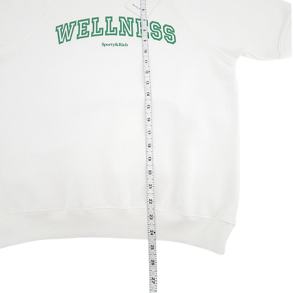 SPORTY & RICH Wellness Ivy Short Sleeve Soft Crewneck in White/Verde M Sporty & Rich