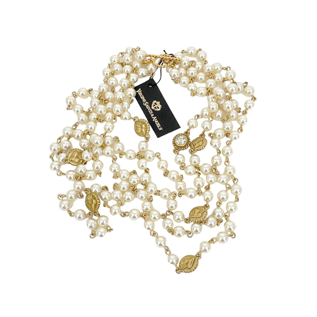 VIRGINS SAINTS & ANGELS VSA Magdalena Necklace 6mm Pearl Cream & Gold Virgins Saints & Angels