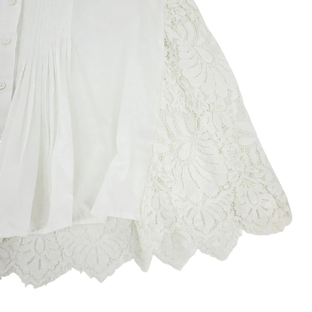 SEA New York Lace Back Button Down Blouse in Milky White 8|M - flyKAMP