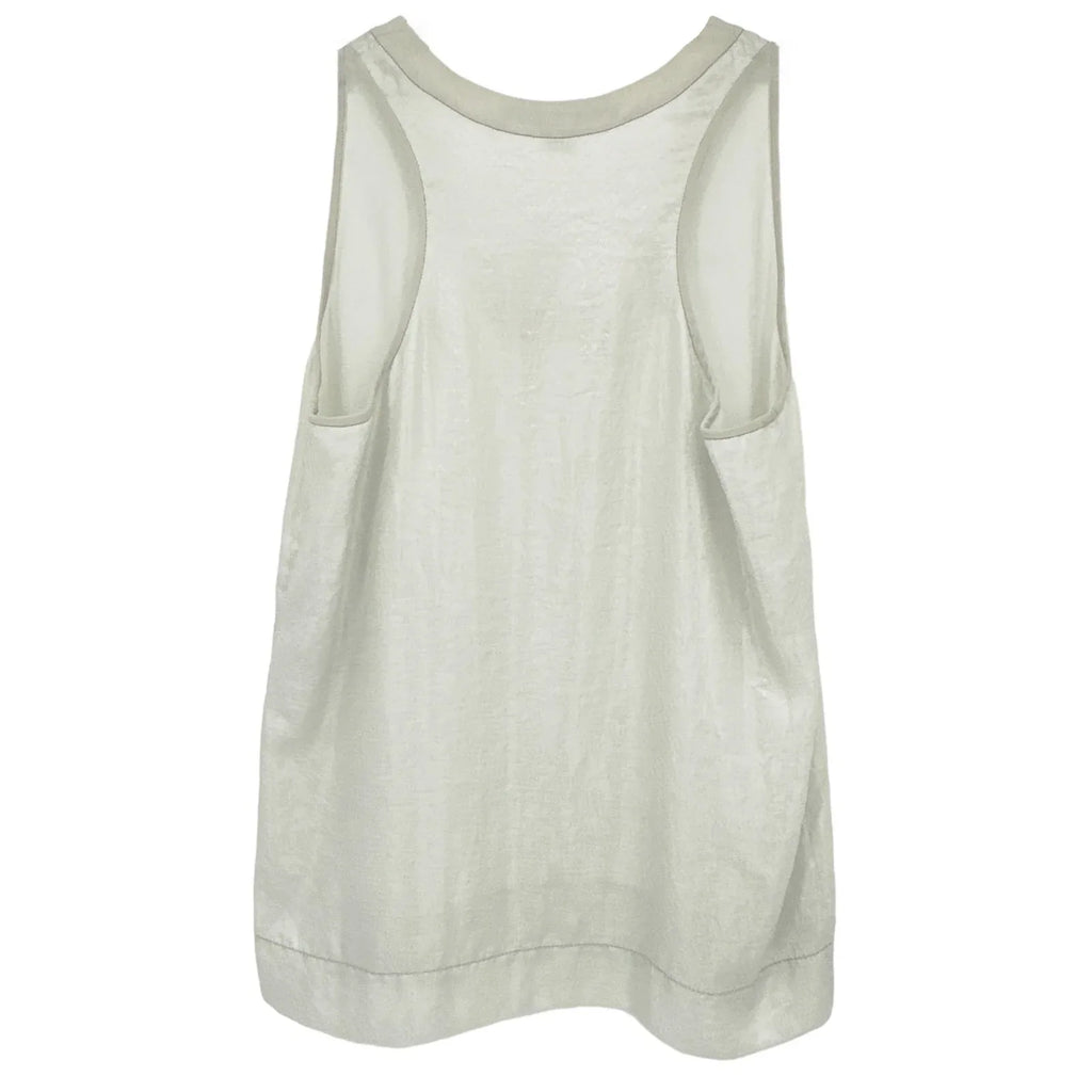 DIANE von FURSTENBERG DVF Emilia Crushed Metallic Tank in Silver S - flyKAMP