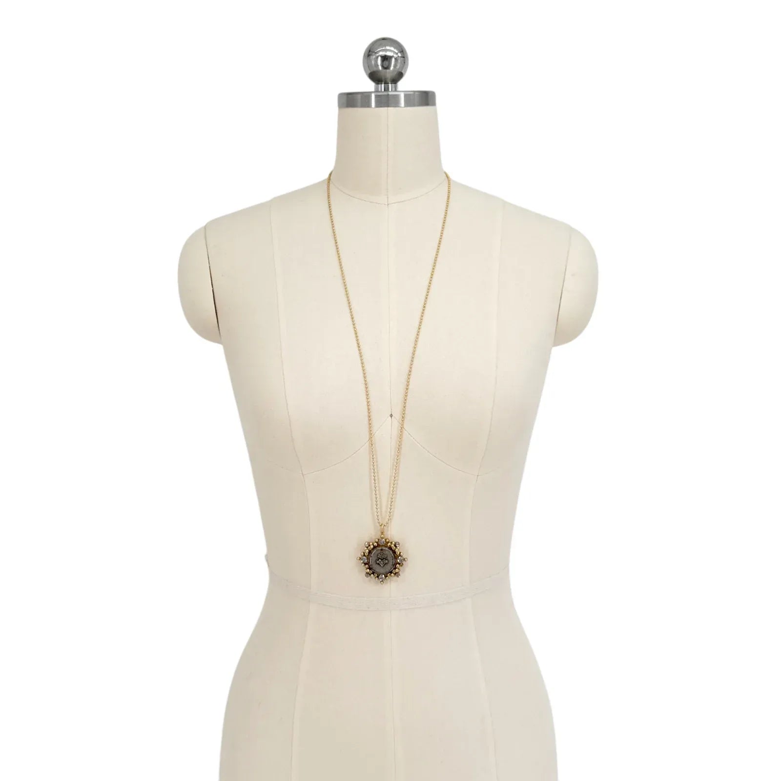 VIRGINS SAINTS &amp; ANGELS VSA Cloister Sacred Heart Charm Necklace Gold Ball Chain - flyKAMP