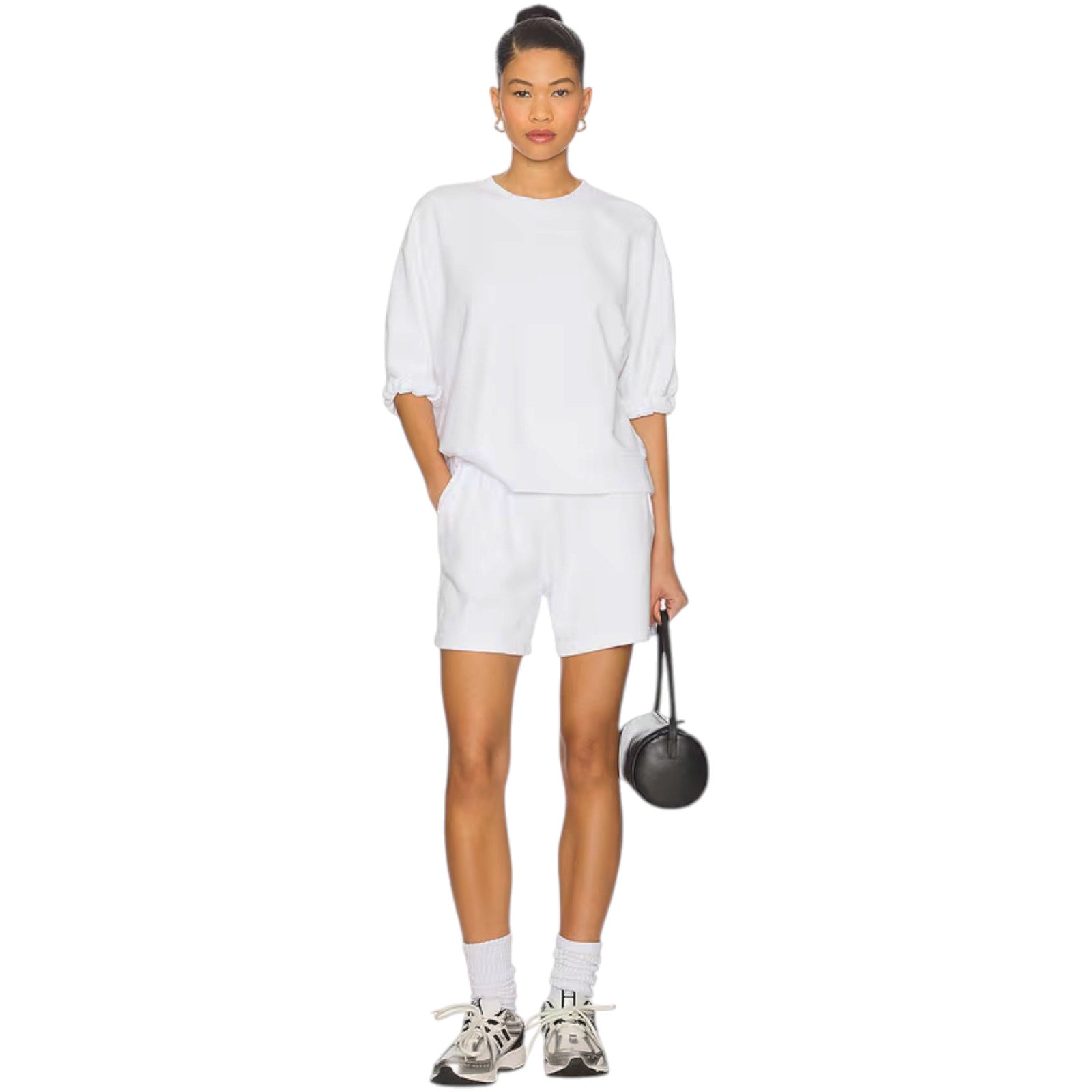 PERFECTWHITETEE Bari French Terry Sweat Short in White XS perfectwhitetee