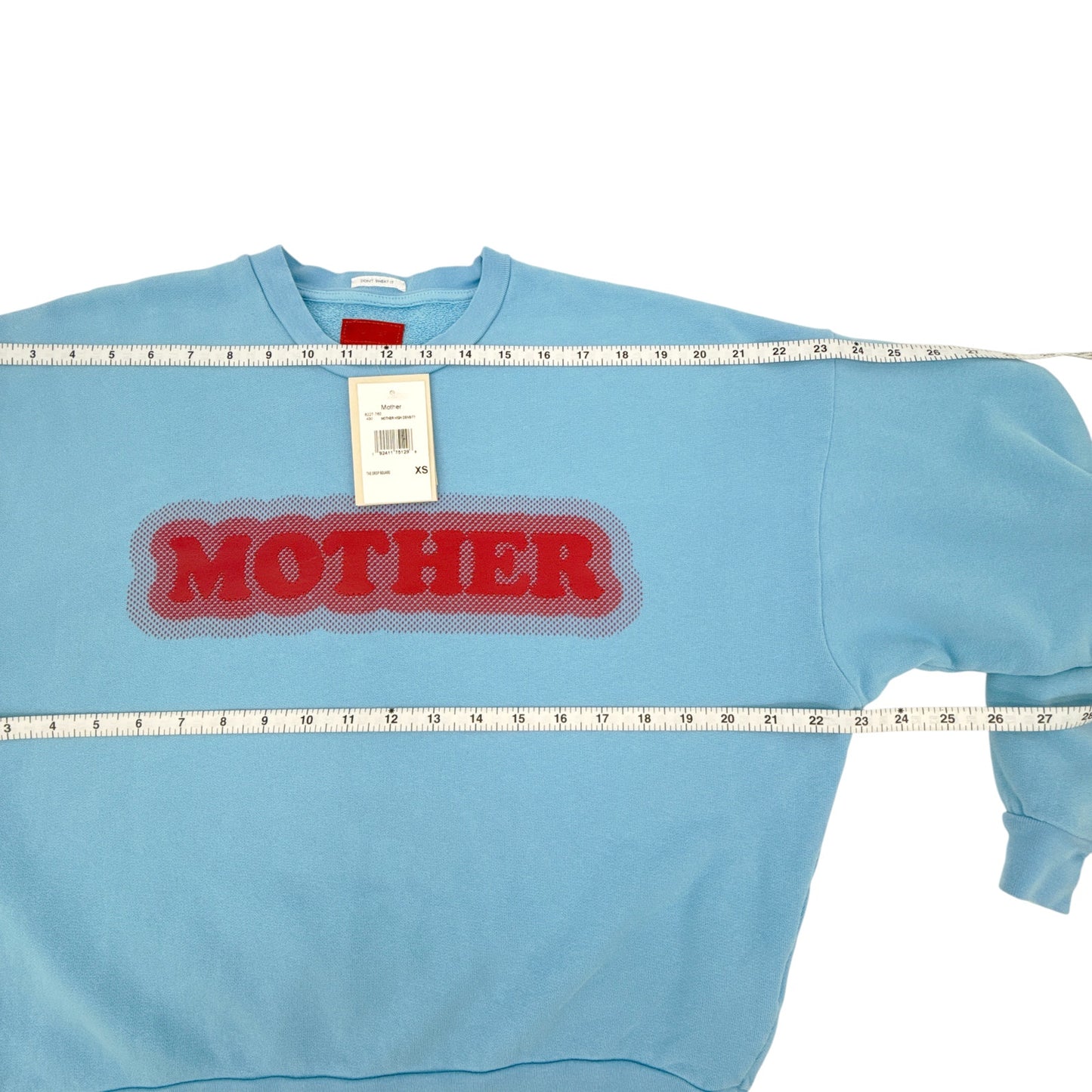MOTHER The Drop Square Logo Cotton Sweatshirt in Mother High Density XS