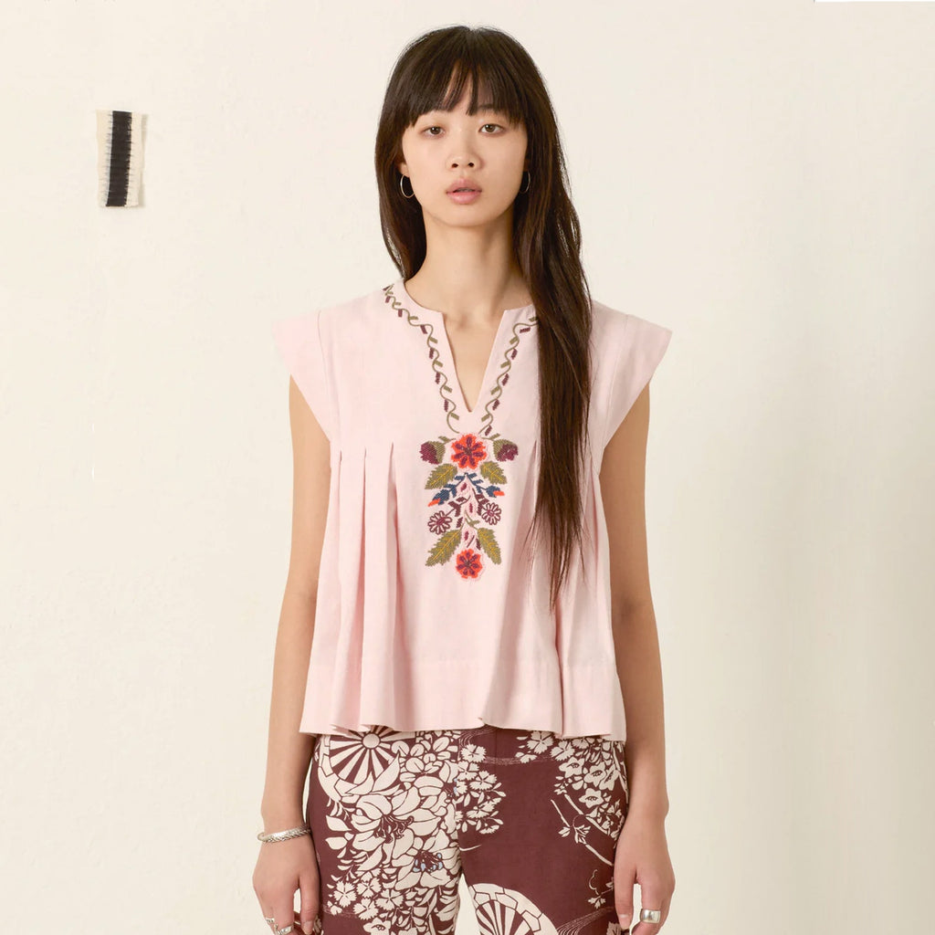 ALIX of BOHEMIA Nadine Heirloom Flora Top in Light Pink S Alix of Bohemia