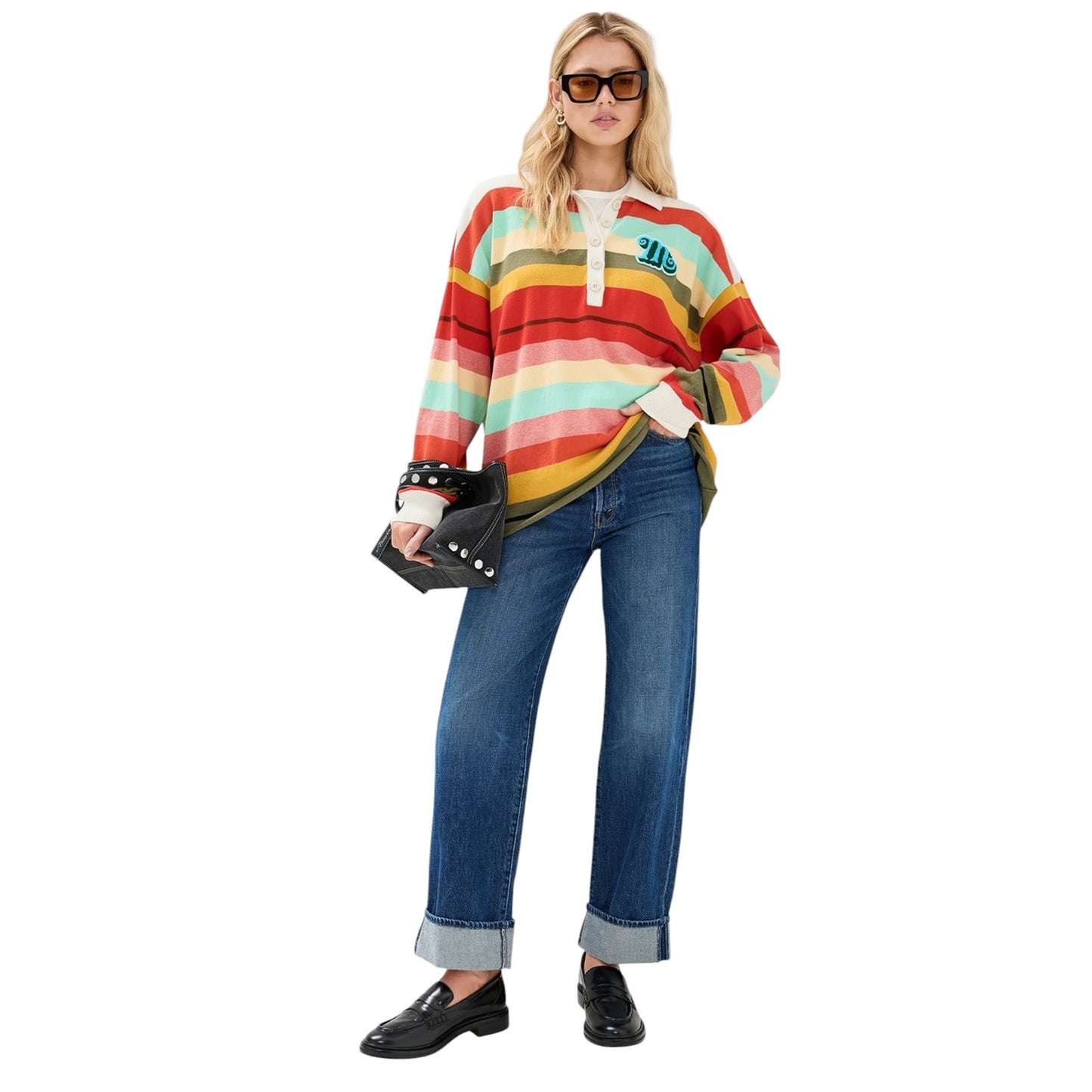 MOTHER The Penalty Kick Top in Rainbow XS