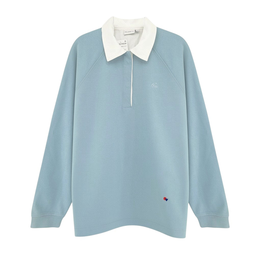 CLARE V. Le Rugby Shirt in Dusty Blue S Clare V.