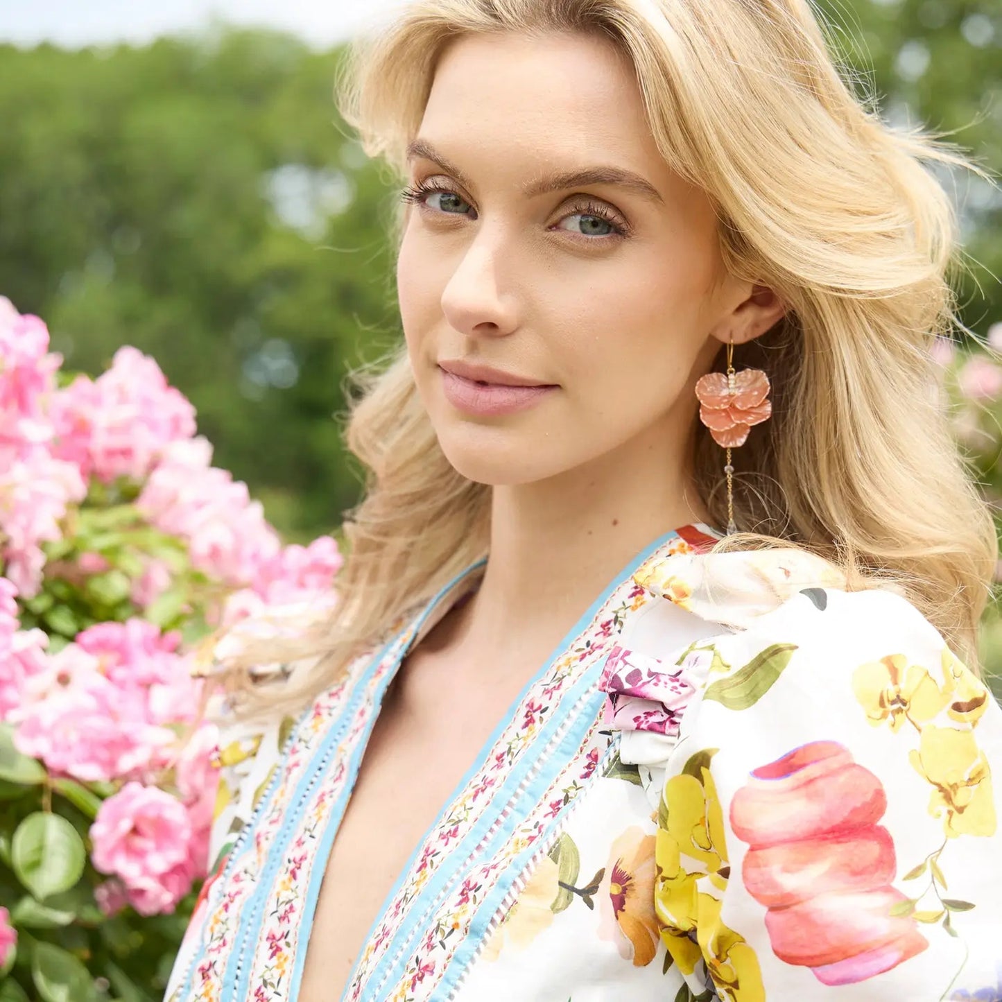 ALEX+ANI New York Botanical Garden Peony Petal Statement Earrings