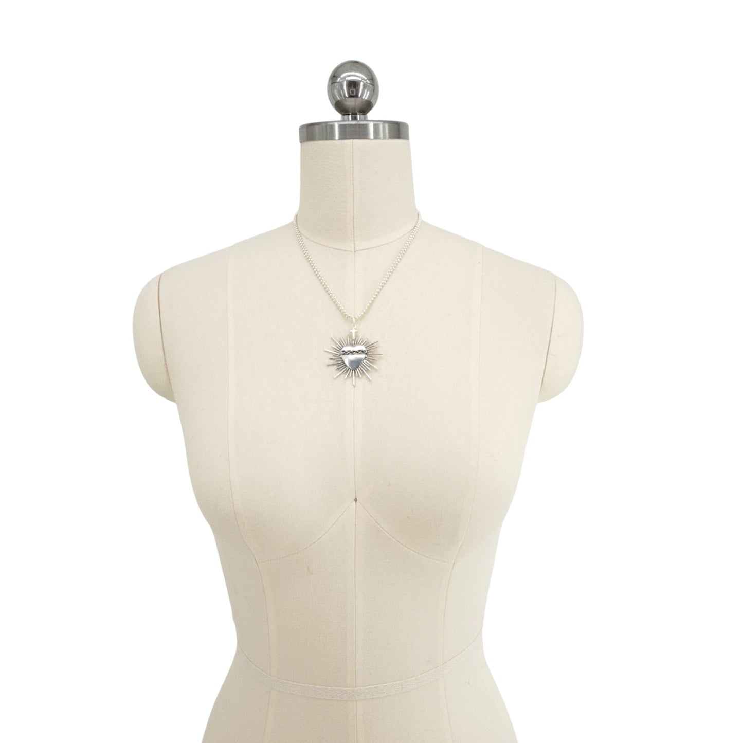 VIRGINS SAINTS & ANGELS VSA Sacred Flame Charm Necklace Silver 34" Ball Chain