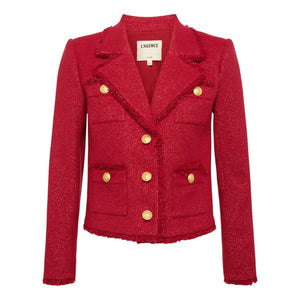 L'AGENCE Sylvia Collared Jacket in Garnet Red & Copper 4