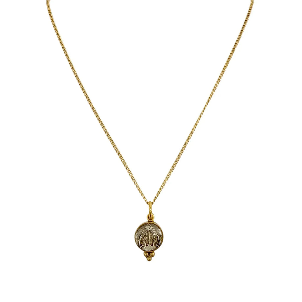 VIRGINS SAINTS & ANGELS VSA Piccolo Lucia Guardian Angels Charm Necklace in Gold - flyKAMP