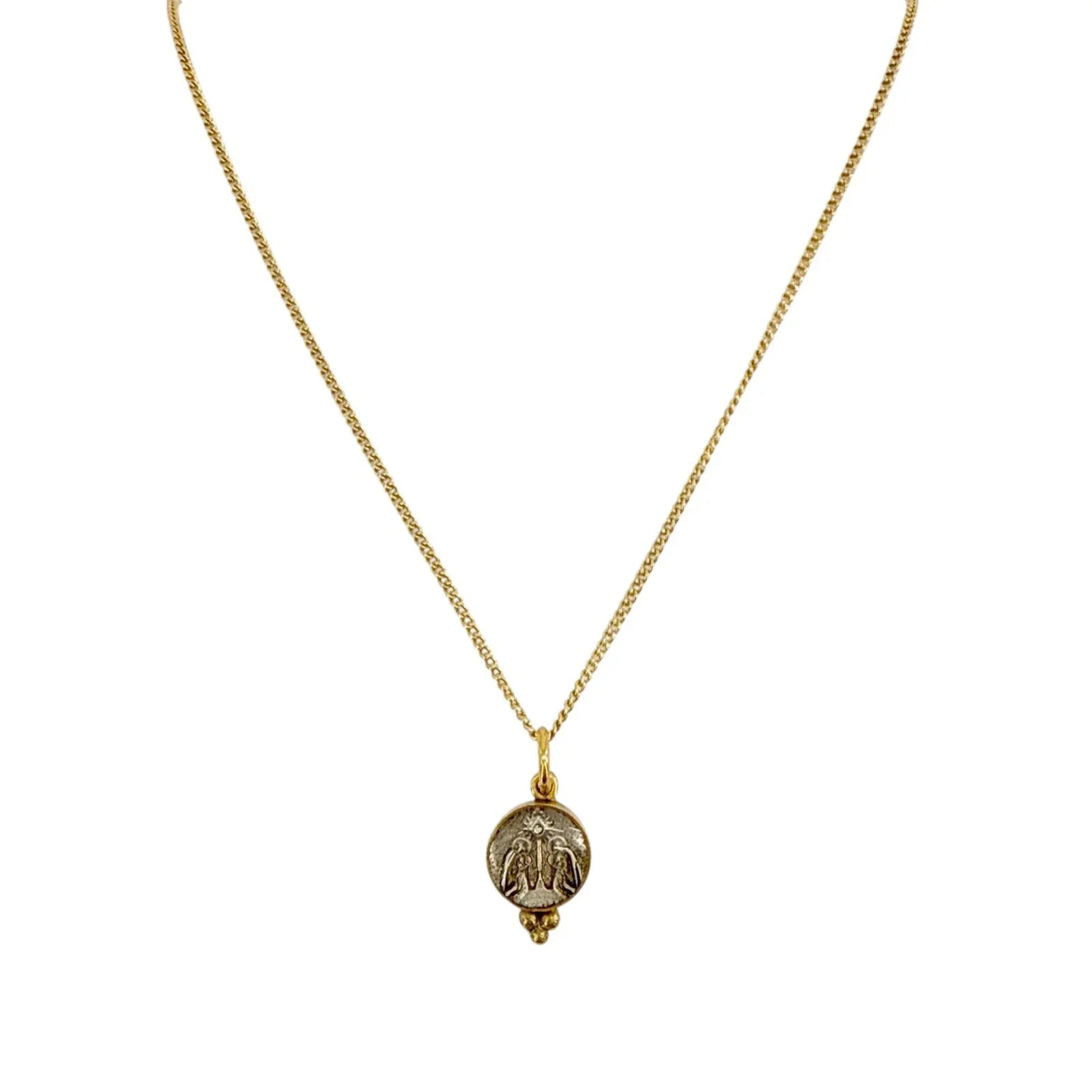 VIRGINS SAINTS & ANGELS VSA Piccolo Lucia Guardian Angels Charm Necklace in Gold - flyKAMP