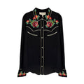 THE GREAT. The Heirloom Rose Western Shirt in Black 1|S The Great.