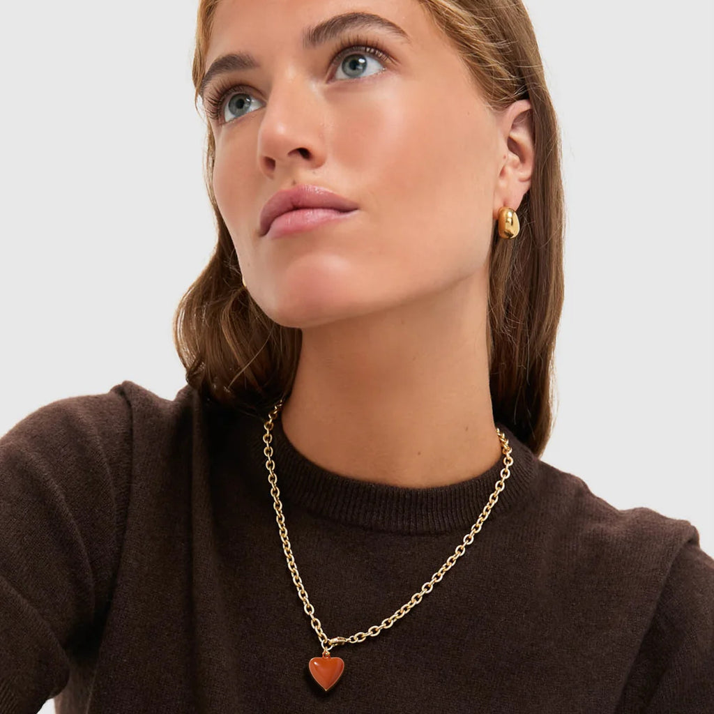 ROXANNE ASSOULIN The Mini Puffy Heart Necklace in Gold & Sienna Roxanne Assoulin
