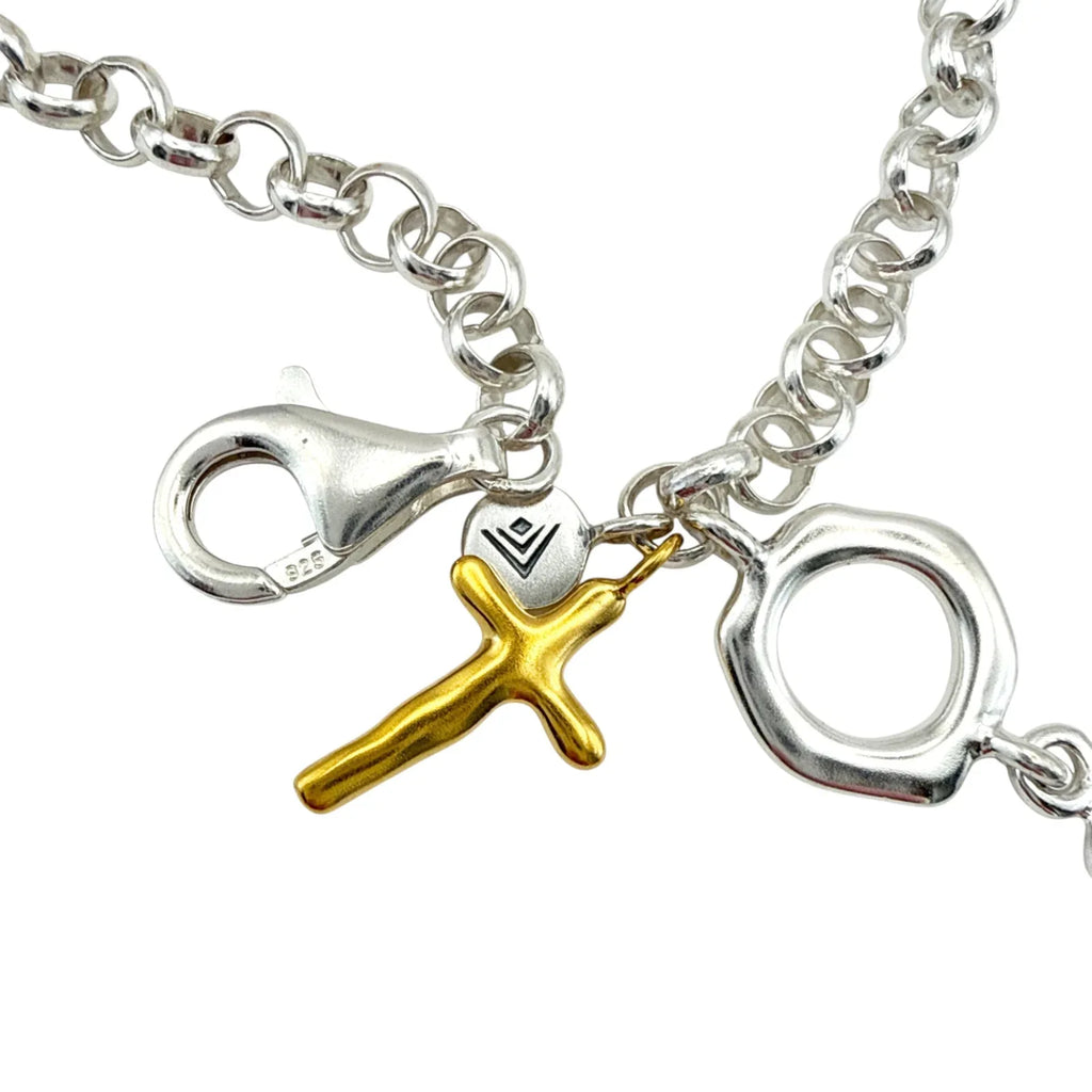 SILPADA In Good Faith Cross Bracelet in Sterling Silver & Gold - flyKAMP