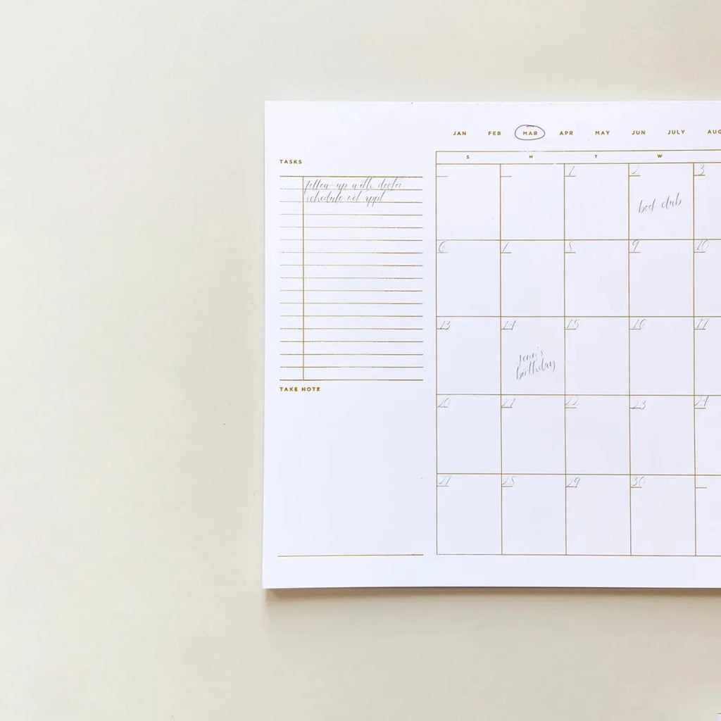 SMITTEN on PAPER Open Dated Desk Calendar in White - flyKAMP
