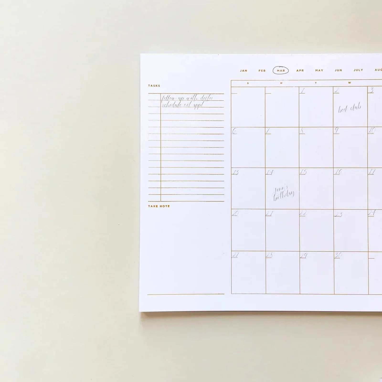 SMITTEN on PAPER Open Dated Desk Calendar in White - flyKAMP