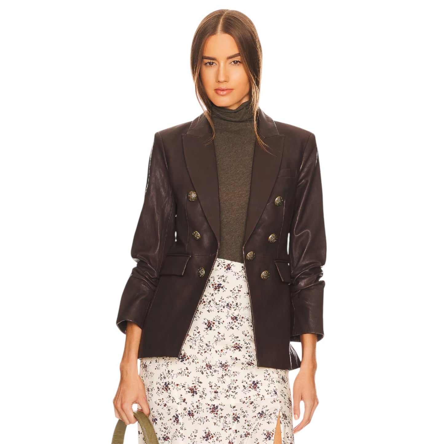 VERONICA BEARD Oneta Leather Dickey Jacket in Brown 2
