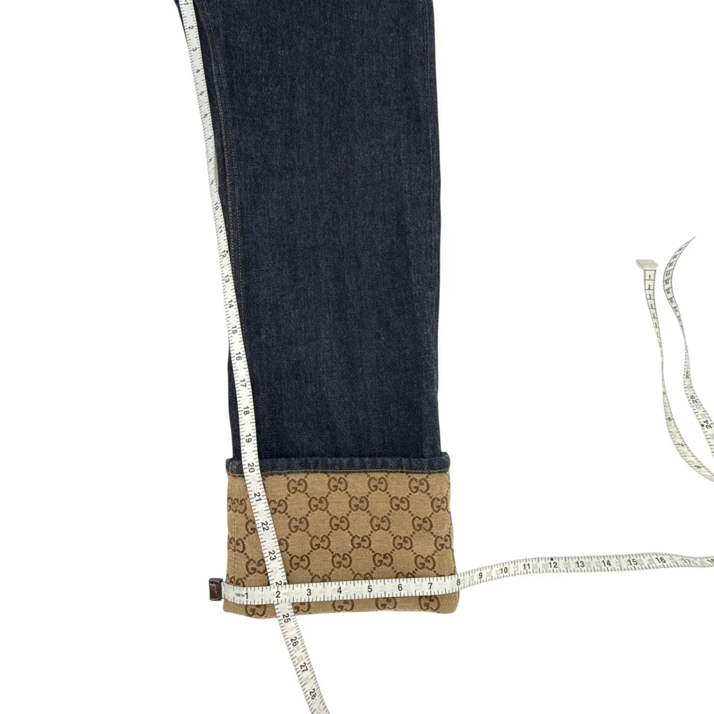 GUCCI Denim Pants with GG Supreme Canvas Cuff 24 - flyKAMP