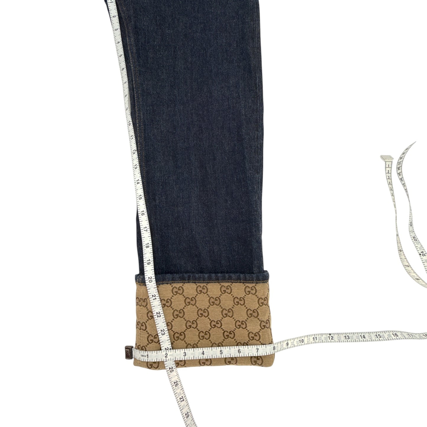 GUCCI Denim Pants with GG Supreme Canvas Cuff 24