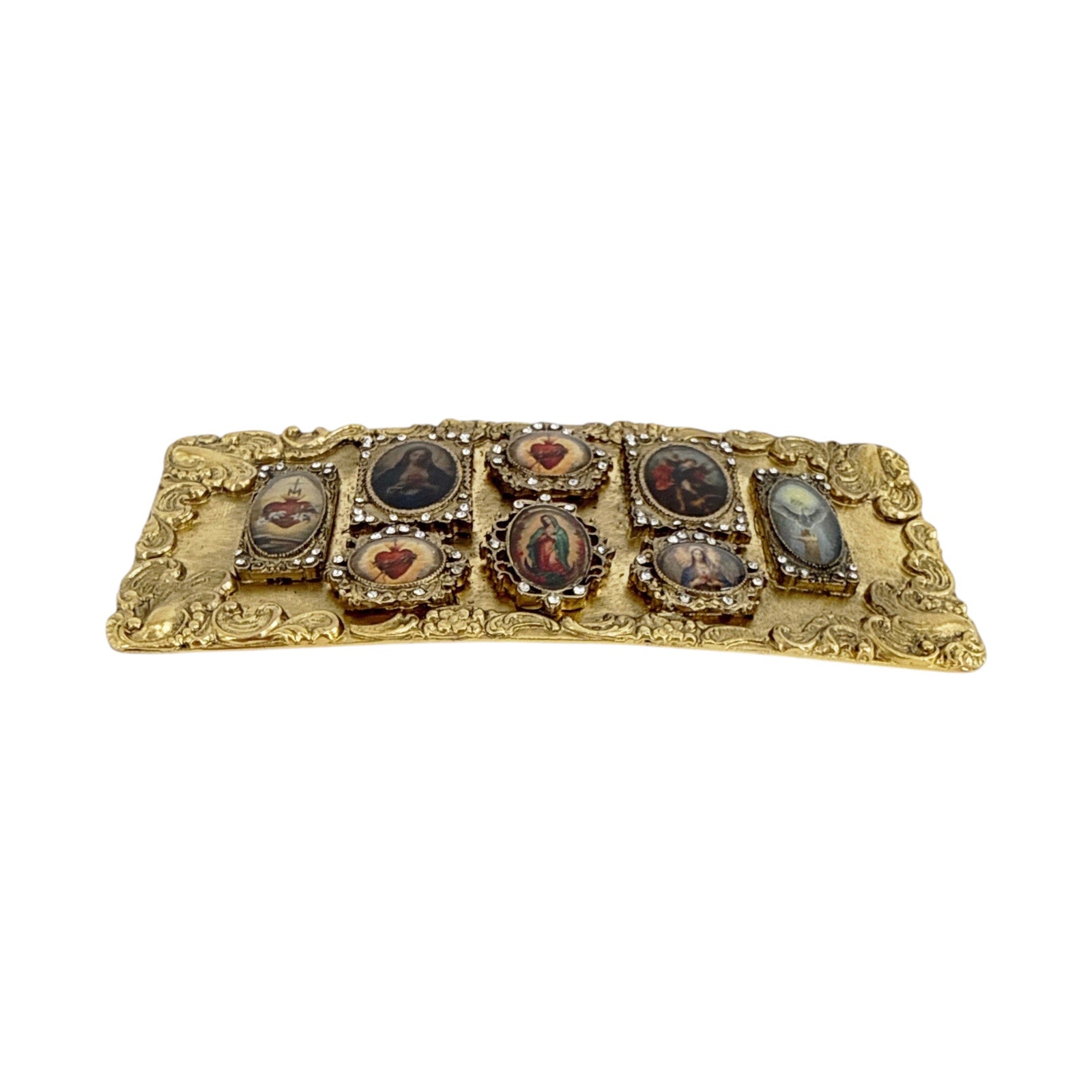 VIRGINS SAINTS & ANGELS VSA Retablo Framed Buckle in Gold Virgins Saints & Angels