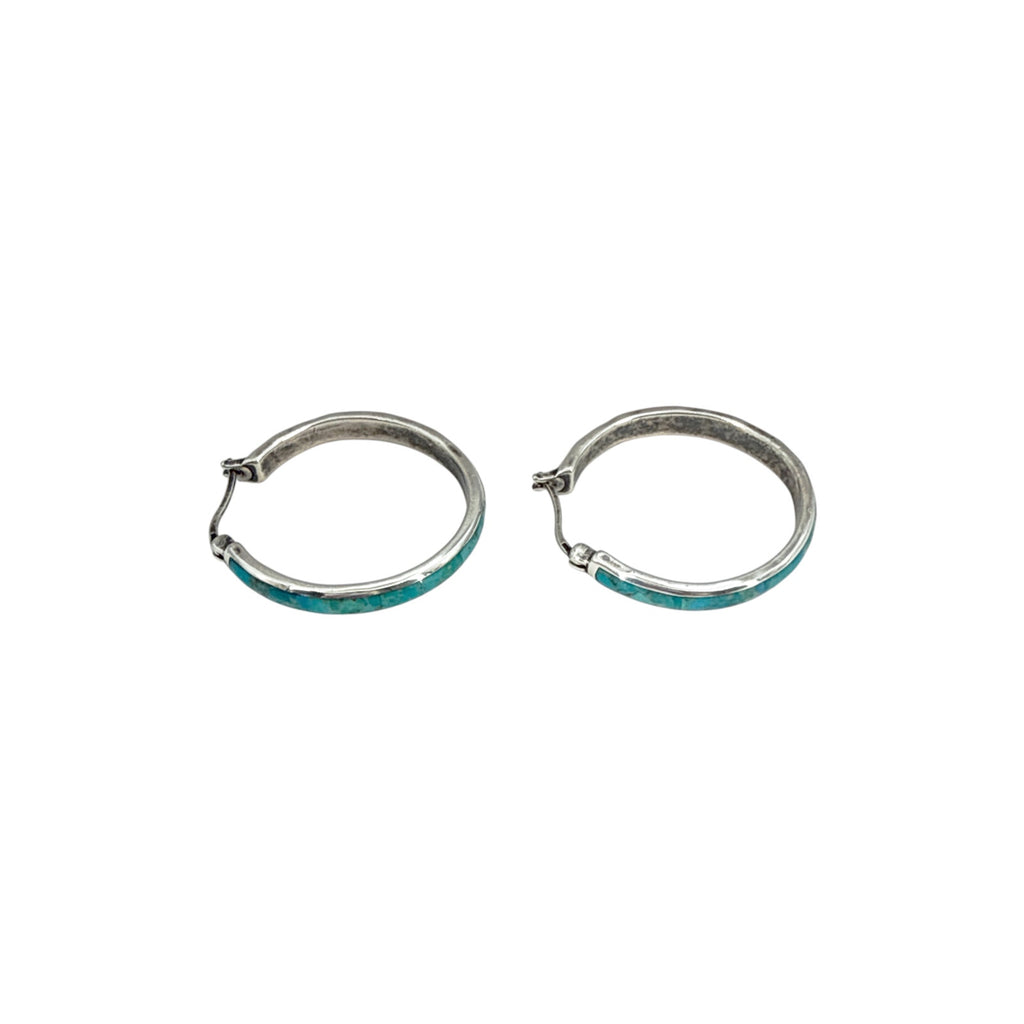 SILPADA Beginner's Luck Silver Compressed Turquoise Hoop Earrings