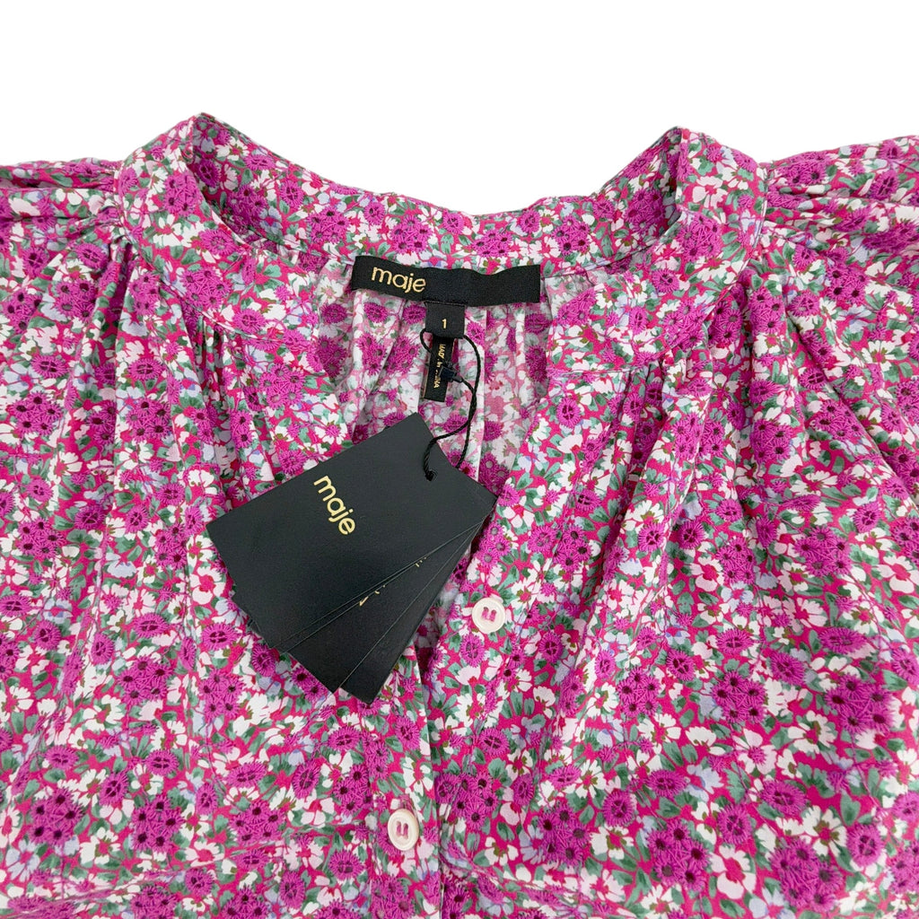 MAJE Floral Print Broderie Anglaise Cotton Blouse 1|S Maje