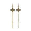 VIRGINS SAINTS & ANGELS VSA Resurrection Cross Chain Earrings in Gold