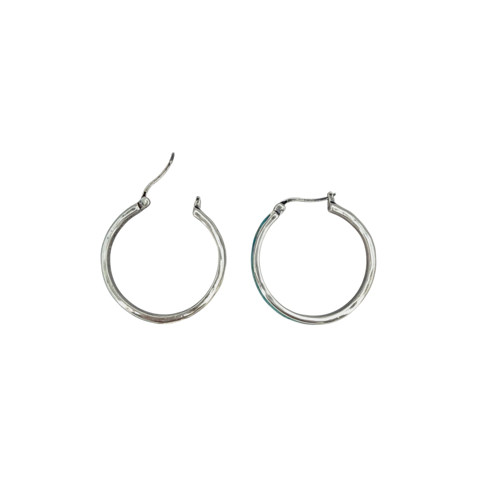 SILPADA Beginner's Luck Silver Compressed Turquoise Hoop Earrings