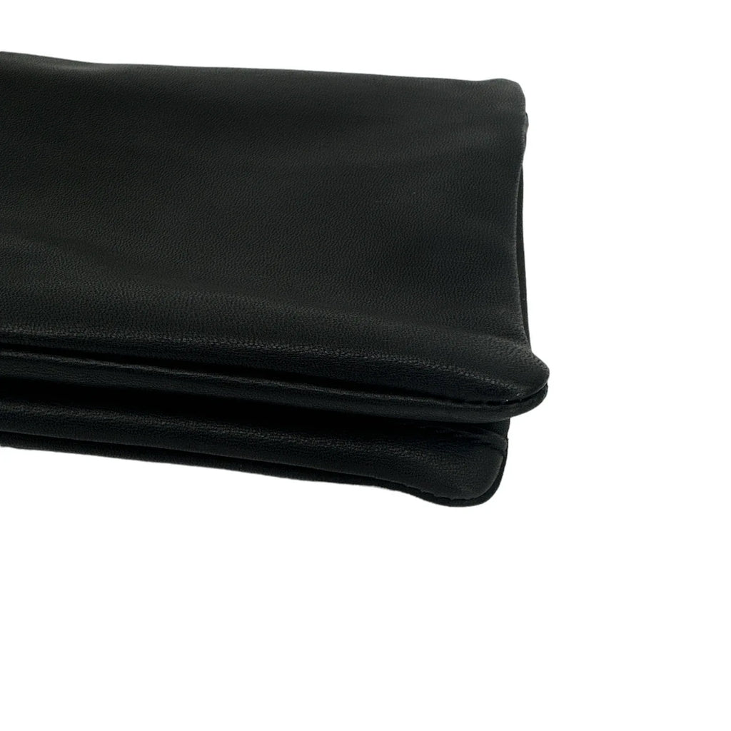 ANN TAYLOR Nappa Leather Foldover Clutch Bag in Black - flyKAMP