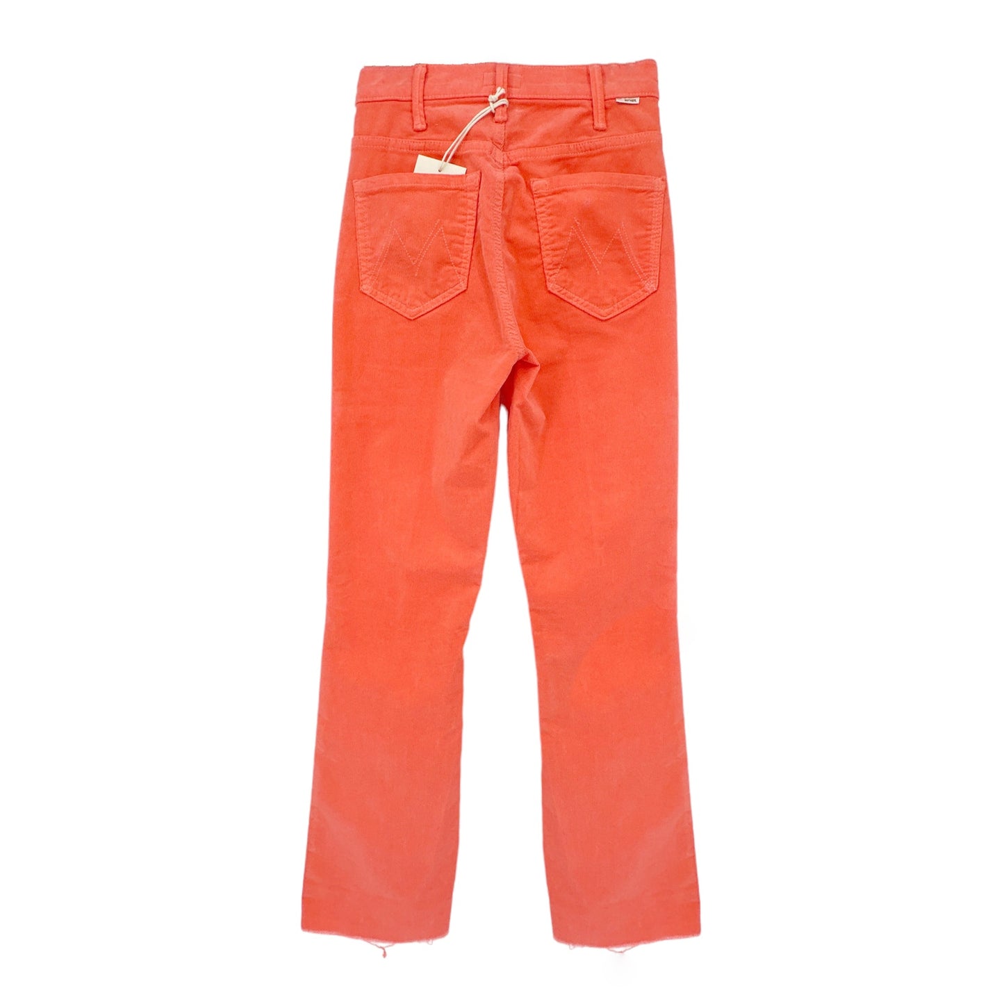 MOTHER The Hustler Ankle Fray Hopscotch Corduroy in Coral 24