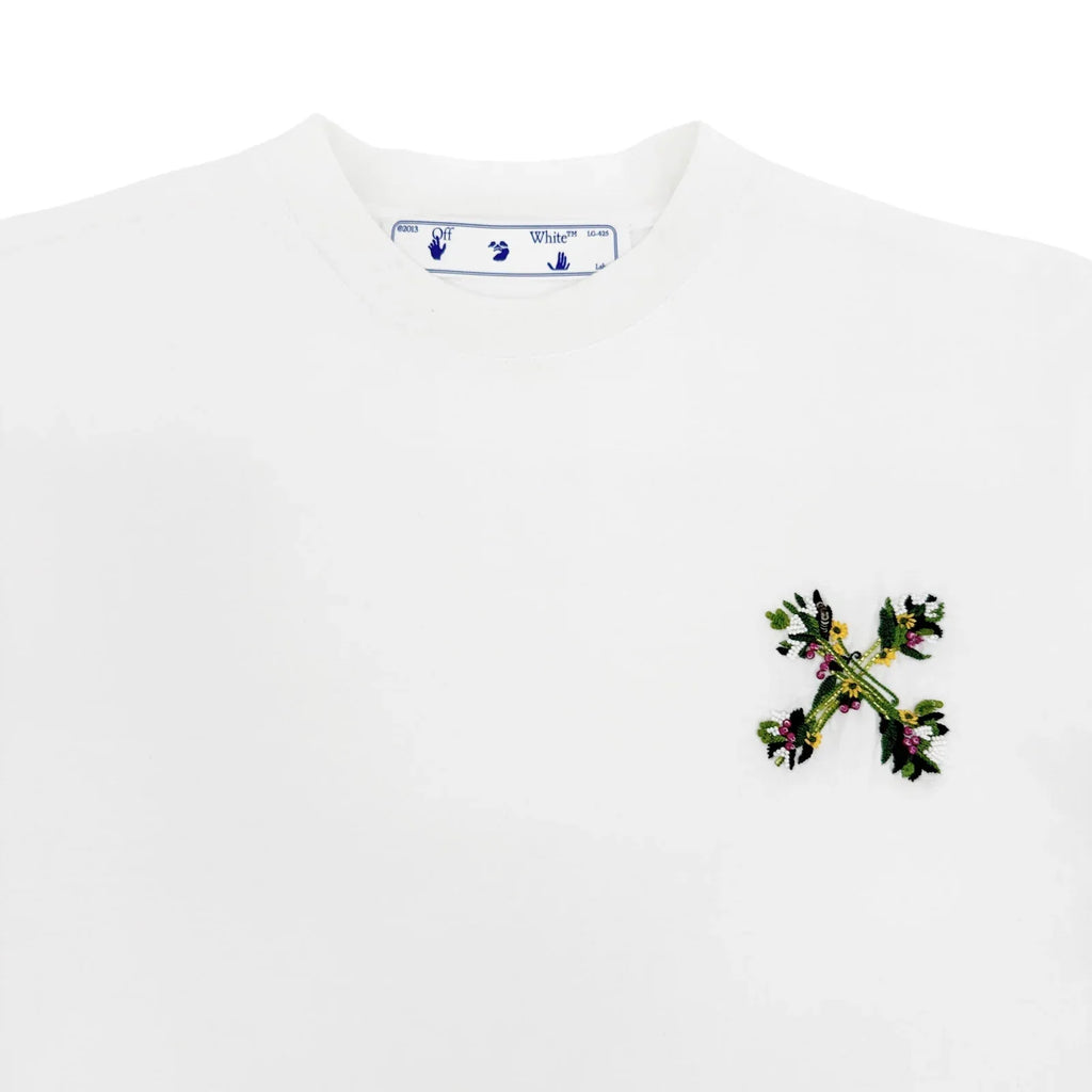 OFF WHITE Embroidered Mini Floral Arrows Tee S - flyKAMP