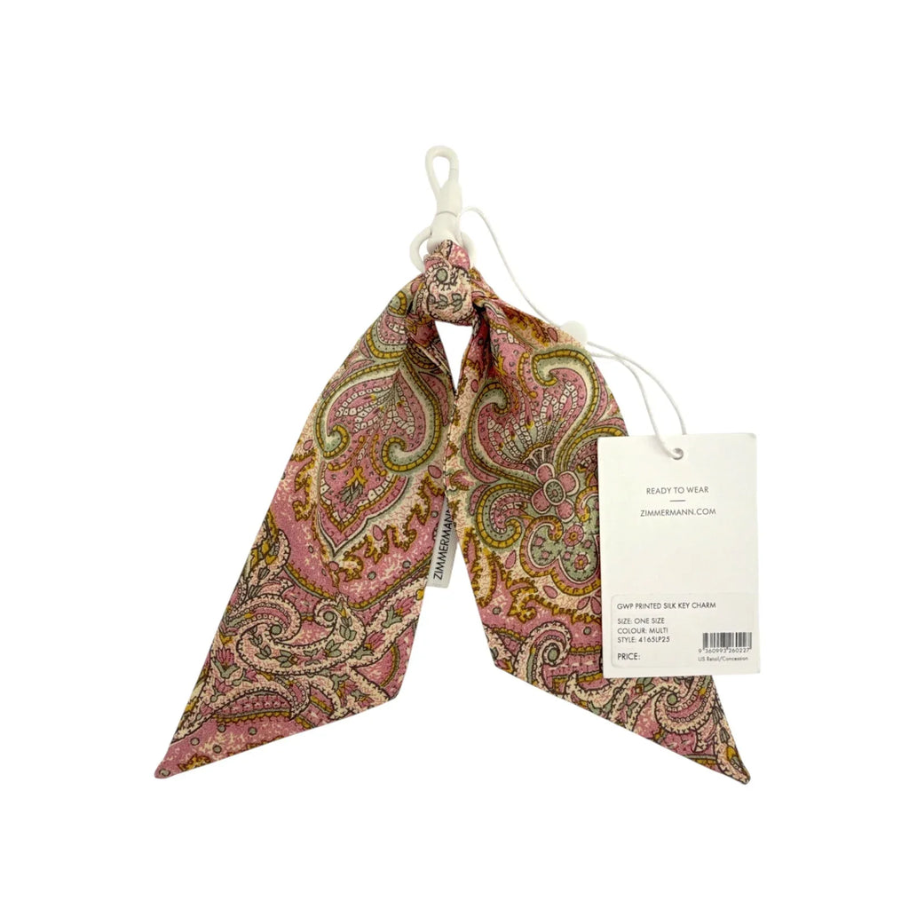 ZIMMERMANN Printed Silk Key Bag Charm in Pink - flyKAMP