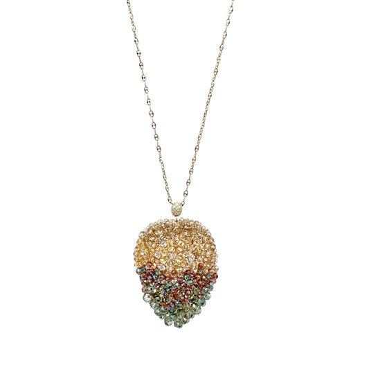 THEIA Jewelry Long Leaf drop pendant necklace in Gold Green