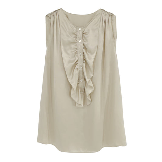DOLCE & GABBANA Ruffle Sleeveless Silk Blouse IT42 | S