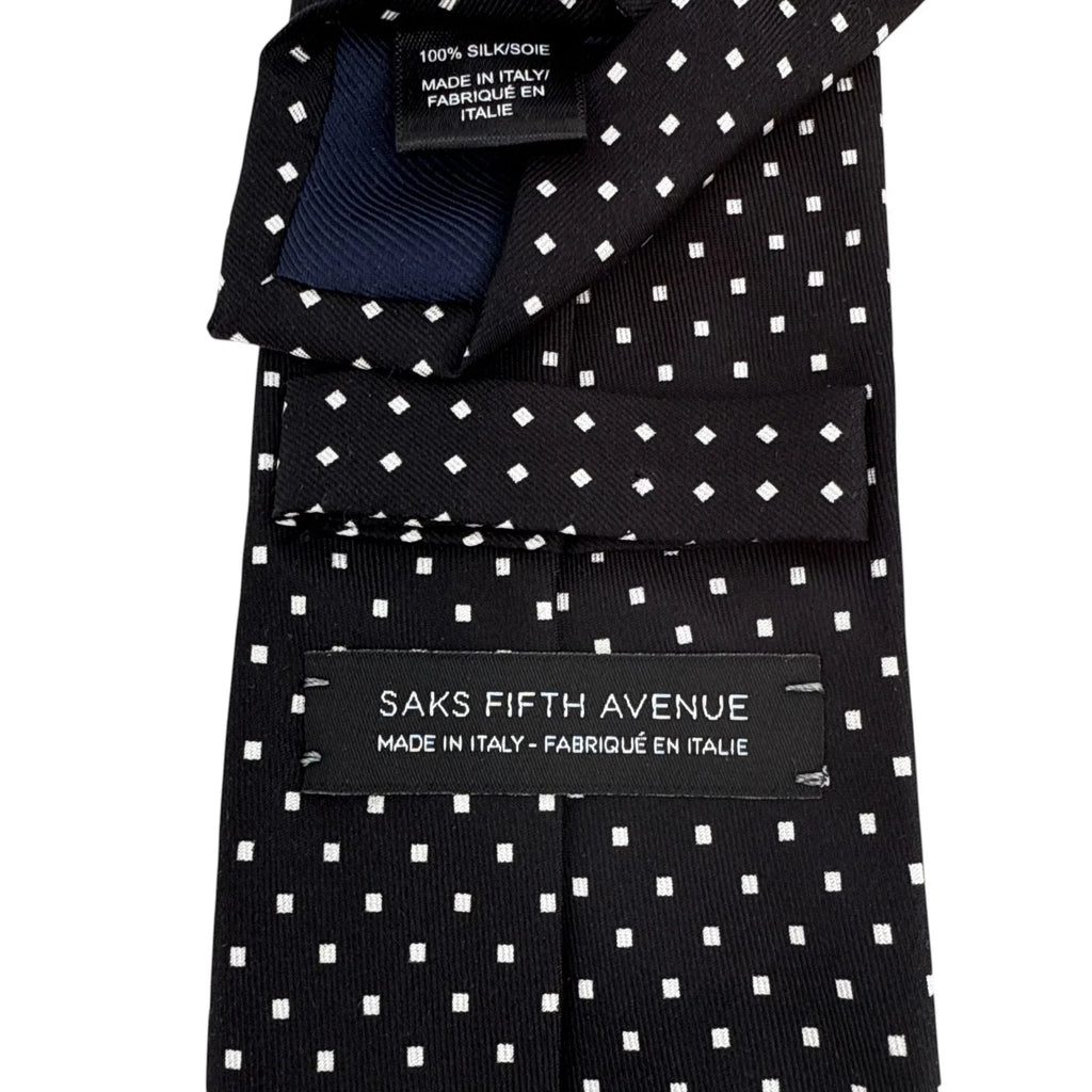 SAKS FIFTH AVENUE Silk Tie in Black & White - flyKAMP