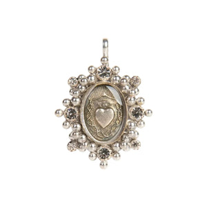 VIRGINS SAINTS & ANGELS VSA Oval Cloister Sacred Heart Medallion in Silver