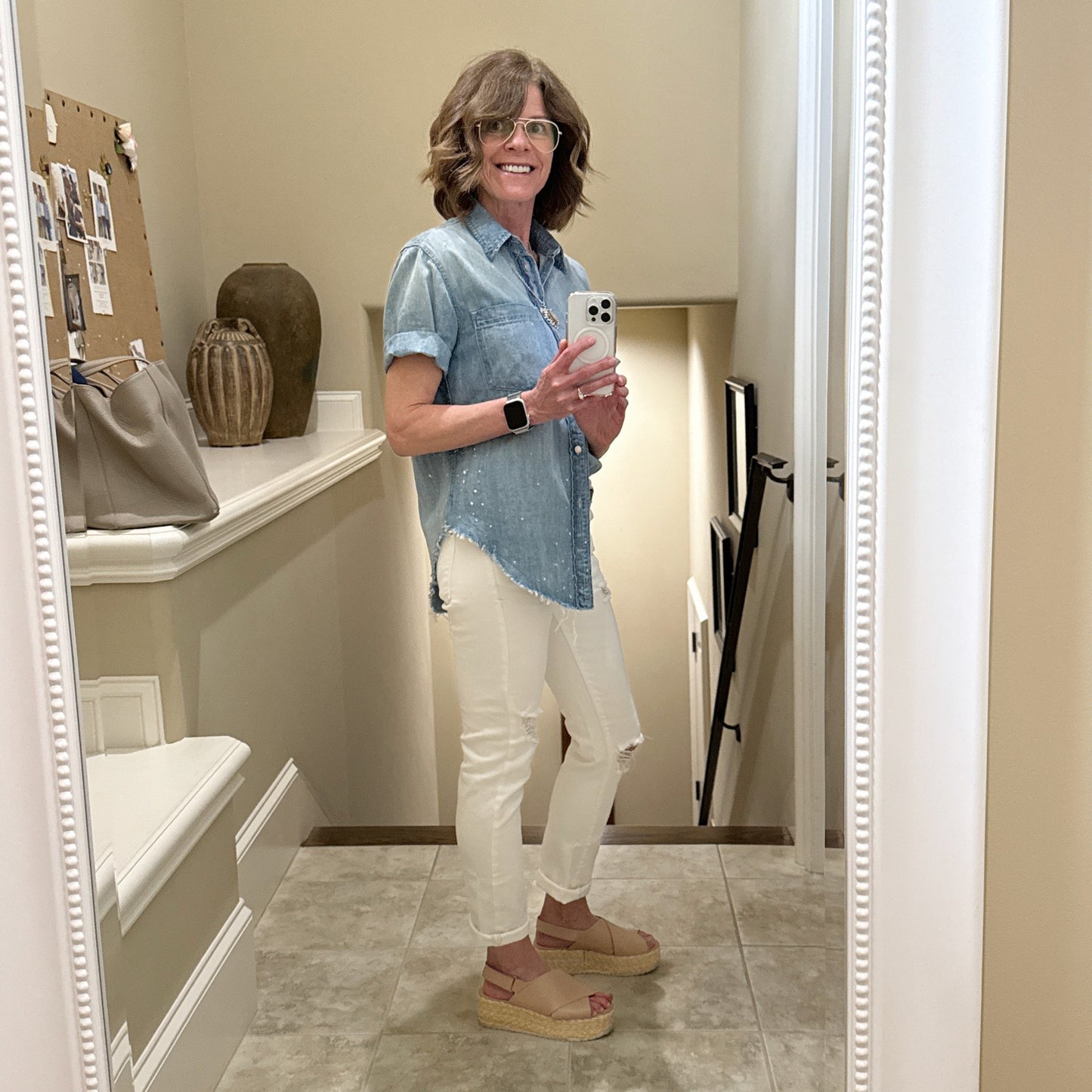 MOTHER Short Sleeve Frenchie Frayed Hem in Fixed S