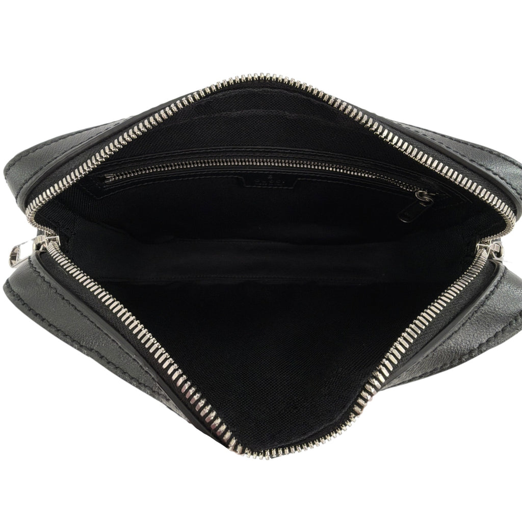 GUCCI GG Supreme Monogram Interlocking G Wrist & Shoulder Bag in Black Gucci