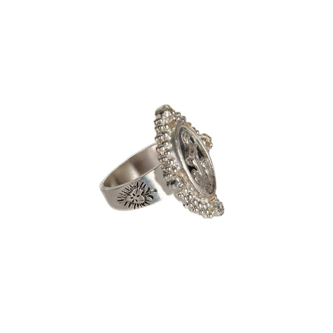 VIRGINS SAINTS & ANGELS VSA Petite Oval Cloister Fatima Ring in Silver 6