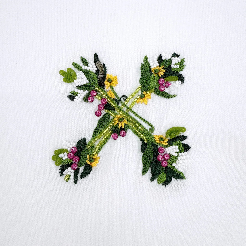 OFF WHITE Embroidered Mini Floral Arrows Tee S - flyKAMP