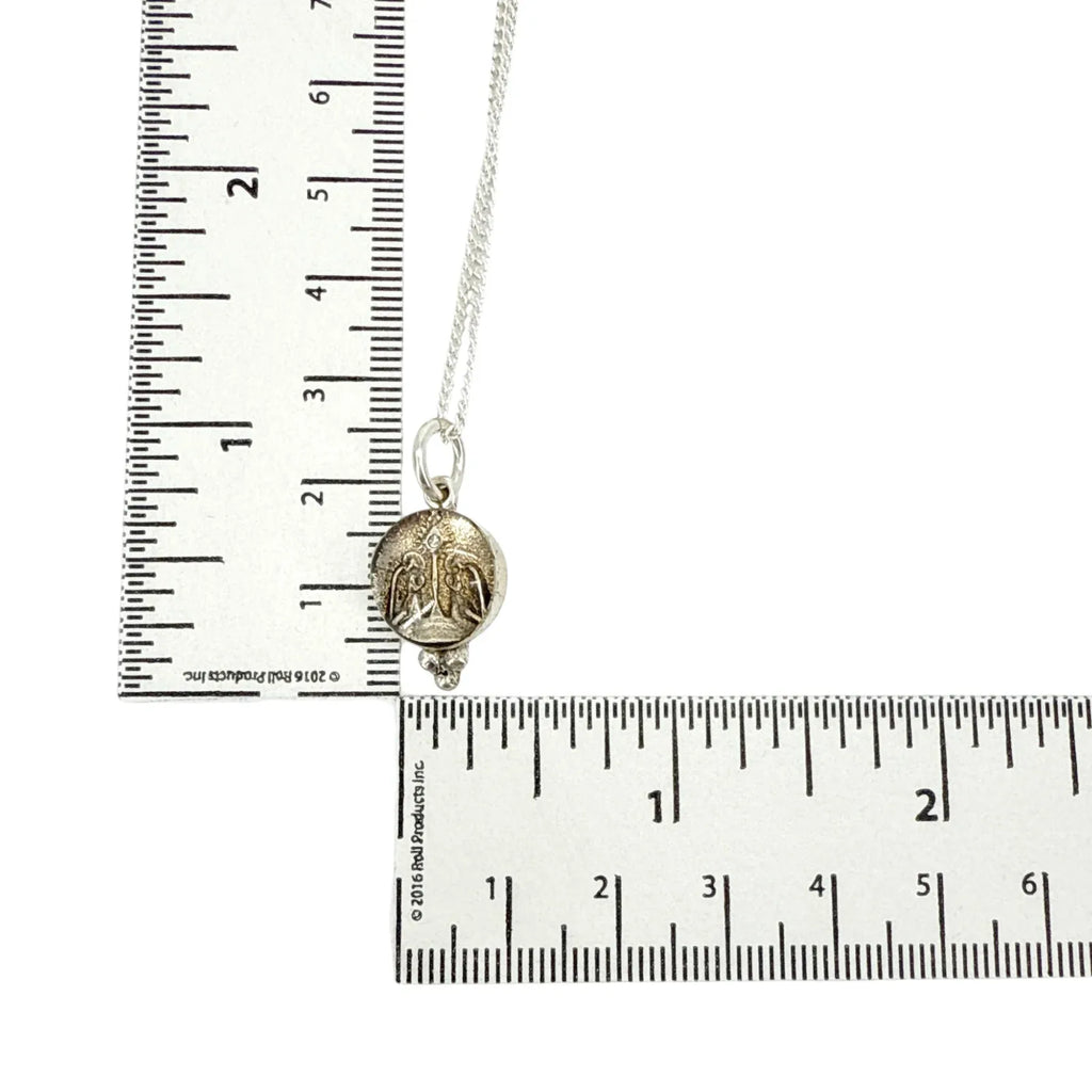 VIRGINS SAINTS & ANGELS VSA Piccolo Lucia Guardian Angels Charm Necklace Silver - flyKAMP