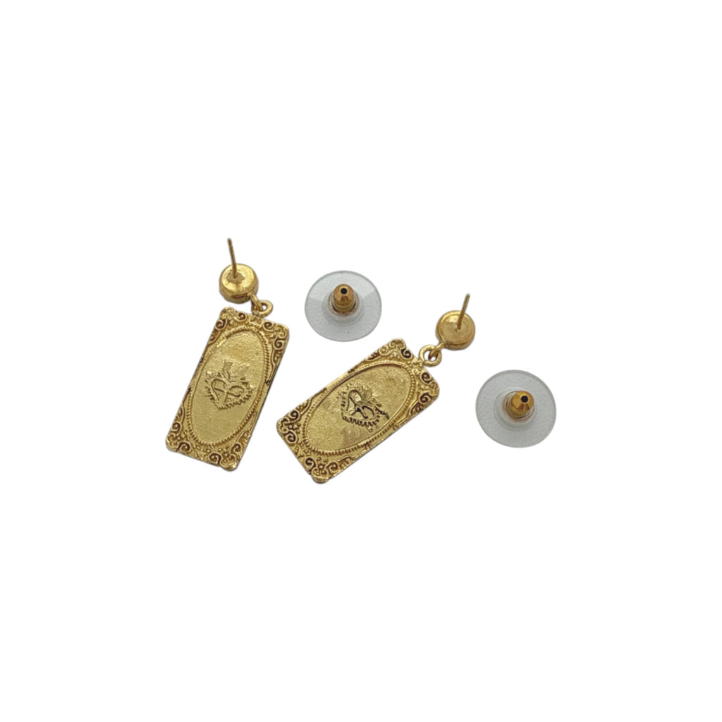 VIRGINS SAINTS & ANGELS VSA Retablo Rectangular Framed Earrings in Gold Virgins Saints & Angels
