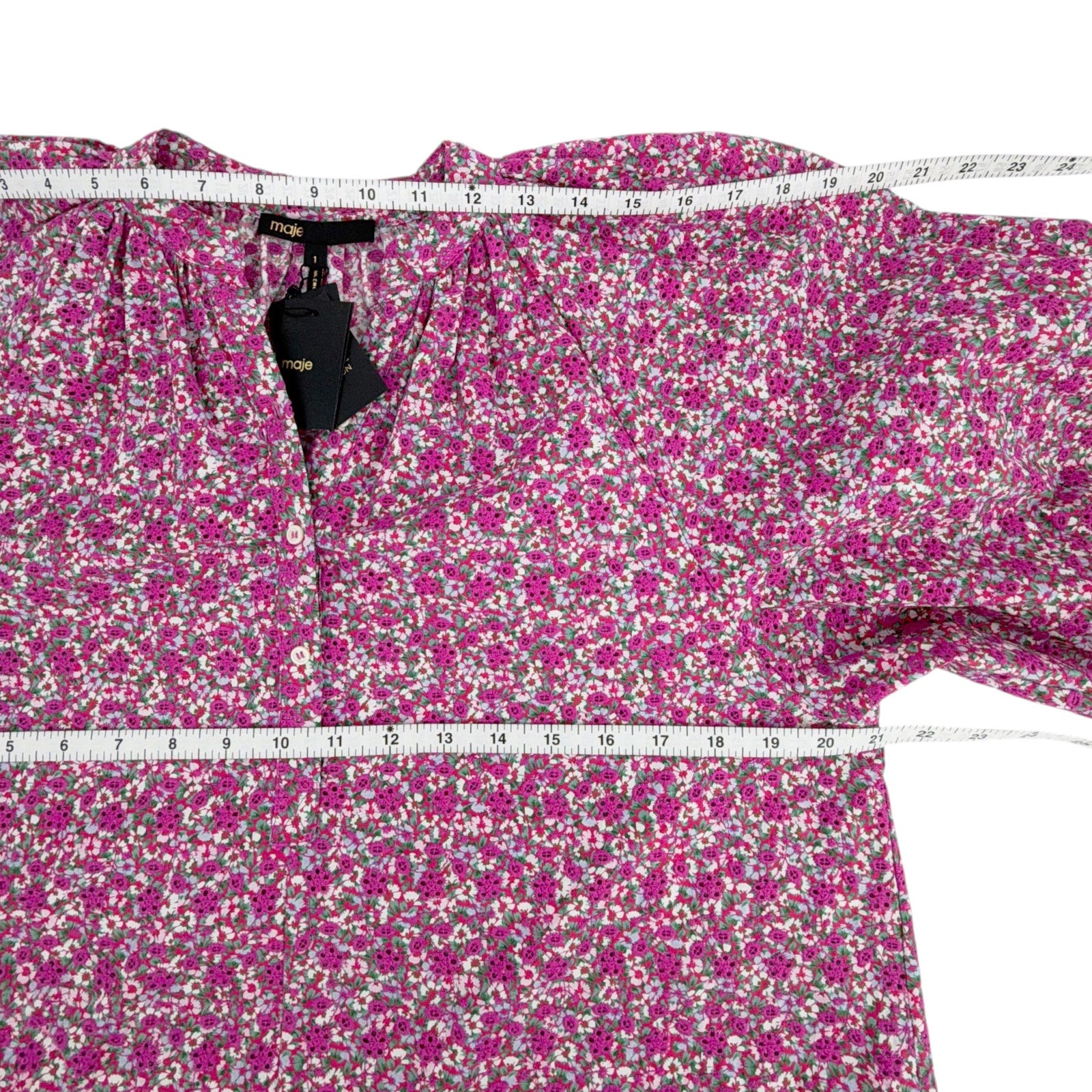 MAJE Floral Print Broderie Anglaise Cotton Blouse 1|S Maje
