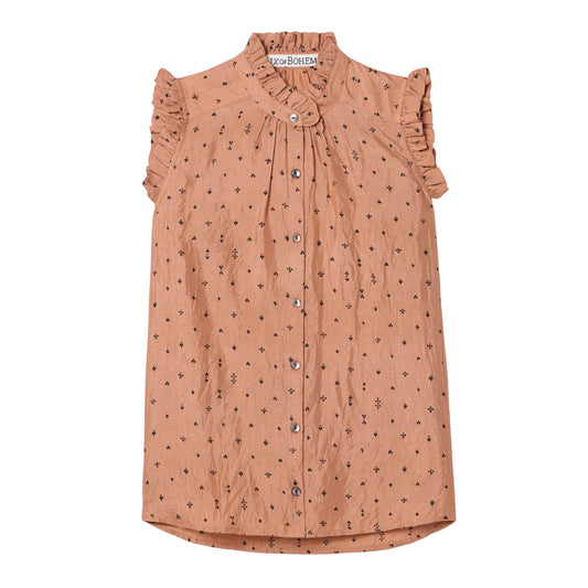 ALIX of BOHEMIA Wylder Silk Shirt In Nude Ace S