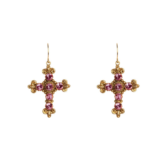 VIRGINS SAINTS & ANGELS VSA Addie Earrings Gold & Fuchsia Pink
