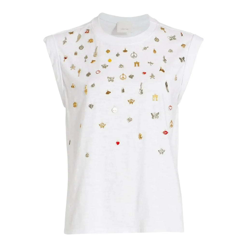 CINQ A SEPT Charm Bella Tee in White S - flyKAMP