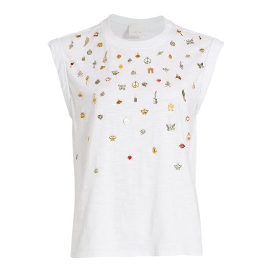 CINQ A SEPT Charm Bella Tee in White S