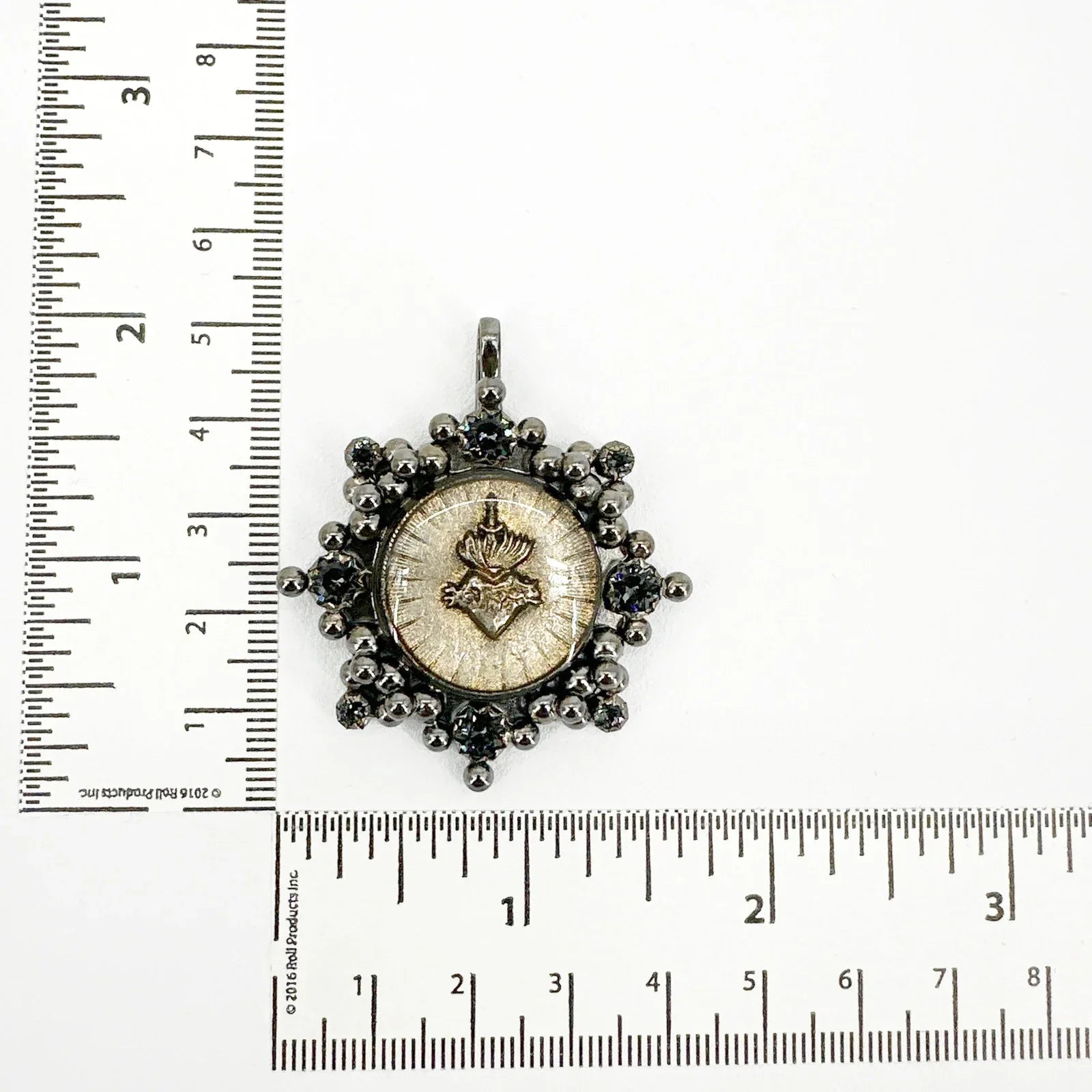 VIRGINS SAINTS & ANGELS VSA Cloister Sacred Heart Medallion Gunmetal - flyKAMP
