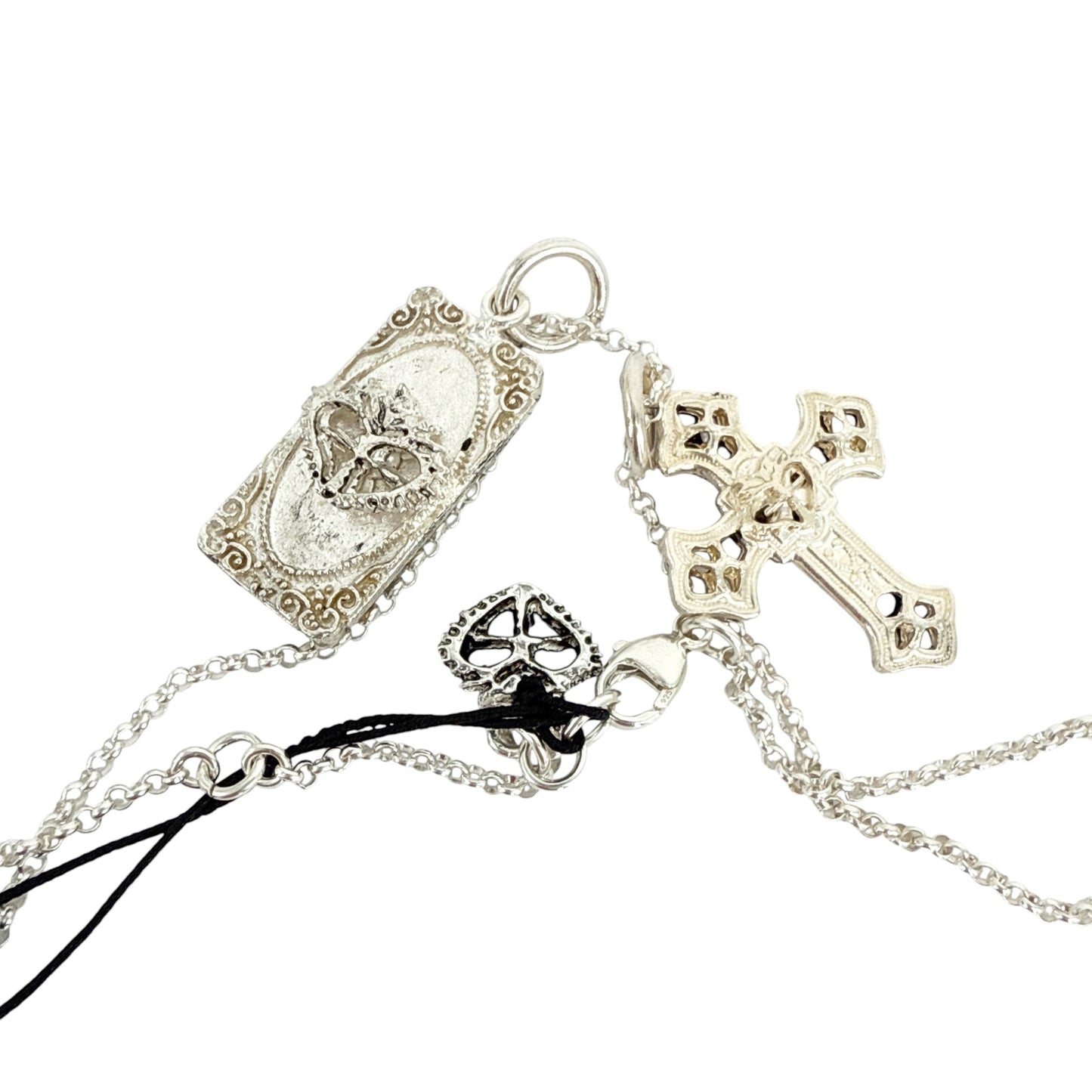 VIRGINS SAINTS & ANGELS VSA Basilica Cross & Retablo Charm Necklace Silver