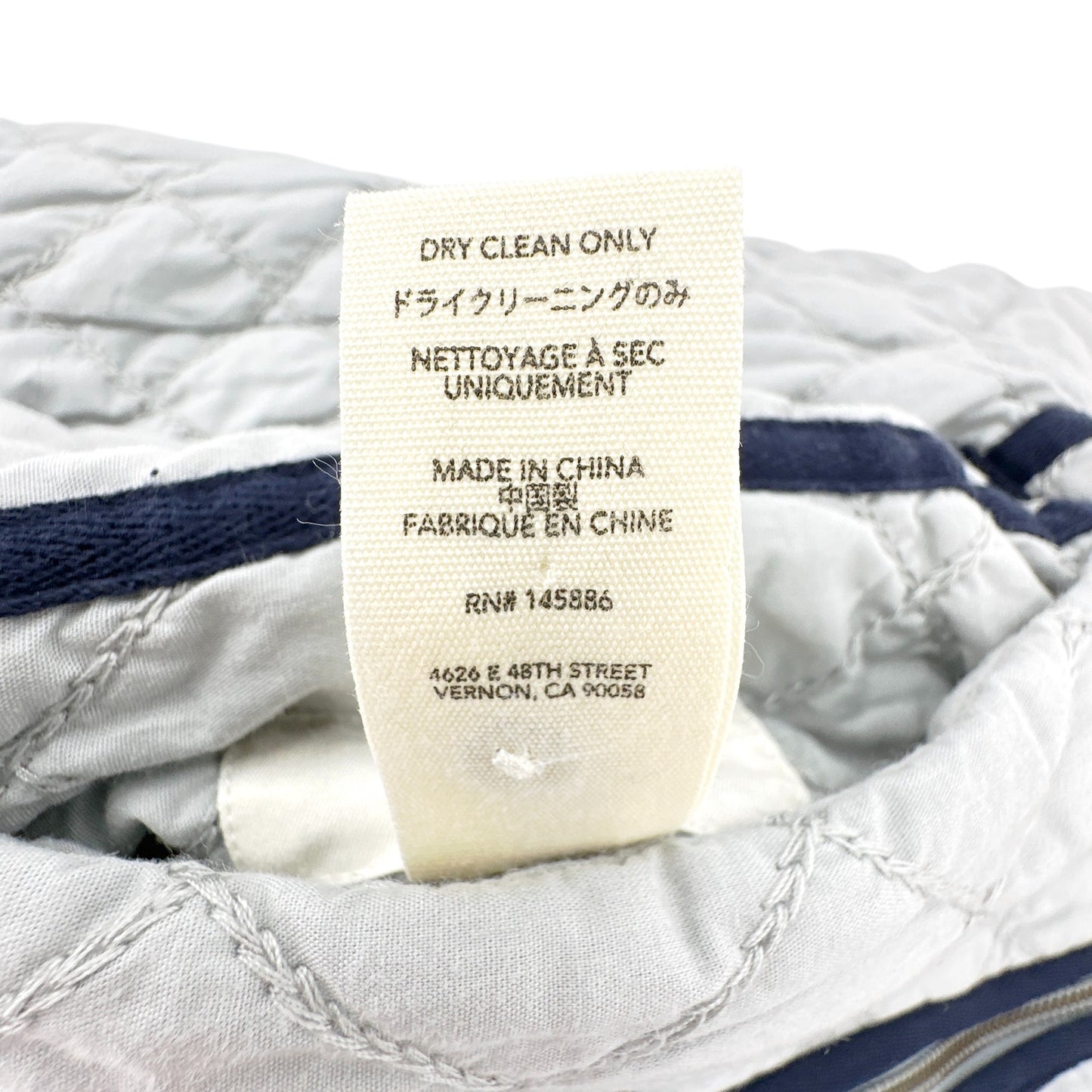 THE GREAT. The Short Quilted Reversible Jacket in Stone Blue 0|XS